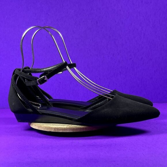 Why Not Shoes - Why Not Women's Black Pointed Toe Ankle Strap Flats Shoe Size 11 NWOT  Shoes